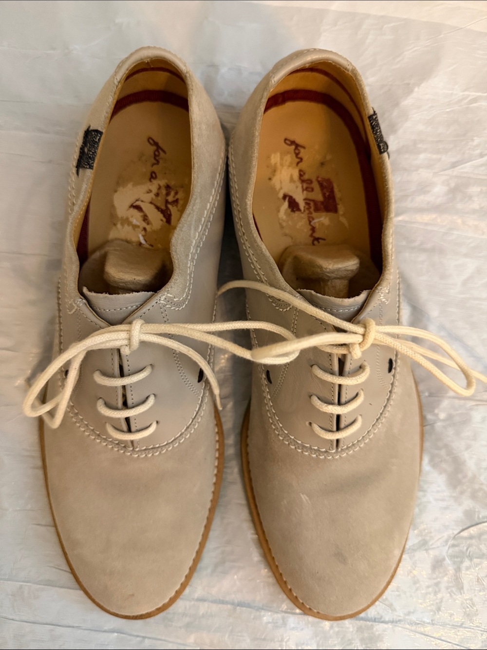 7 For All Mankind Suede Derby Oxfords in Light Beige size 8
